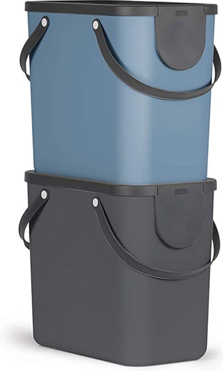 Rotho Albula afvalscheiders - set van 2 - 25L - zwart/blauw