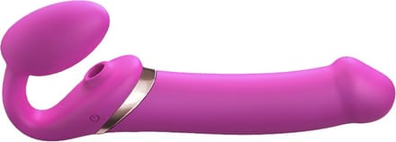 Strap-On-Me - Vibrerende Strapless Strap-on Voorbinddildo Met Luchtdruk Stimulatie - Roze XL