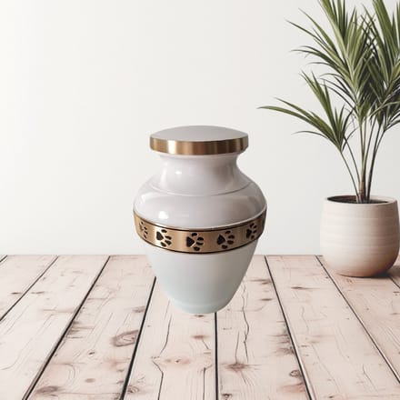 Dieren urn - Verdeel Urn - Avalon White Paw Prints 13027