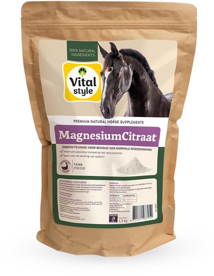 VITALstyle Magnesium Citraat - Paarden Supplement - Dé Ondersteuning Van De Spierfunctie - 1,5 kg
