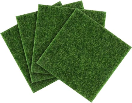 Kunstgras Matten - Mini Gazon - Tuin Decoratie - Realistisch Uiterlijk - 4 Stuks 15x15cm - Groen