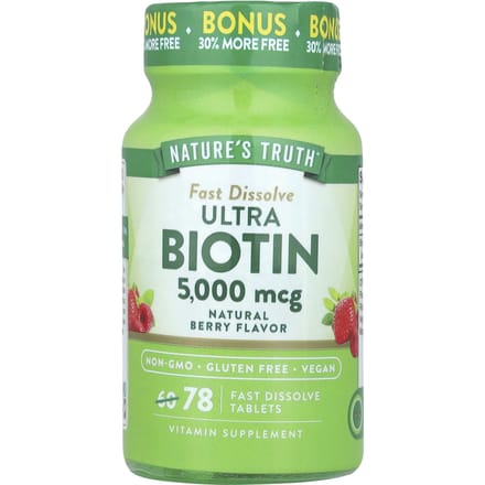 Nature's Truth, Ultra Biotine, Baie Naturelle, 5 000 mcg, 78 Comprimés à Dissolution Rapide