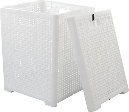 Online Europe, 2 opvouwbare Wasmand, 42L, Wit,  33 x 33 x 44cm