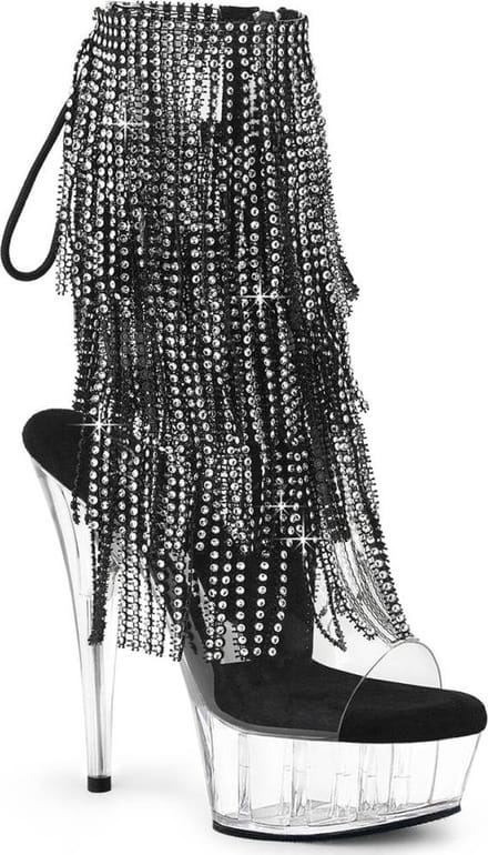 Pleaser - DELIGHT-1017RSF Plateau Laarzen - US 7 - 37 Shoes - Zwart/Transparant