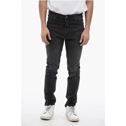 Skinny Fit NICK Stone Washed Denim 14cm in Zwart
