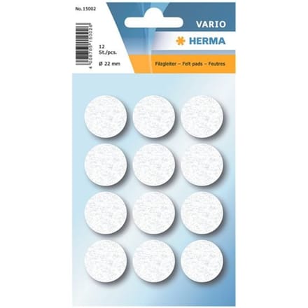 Viltglijders, diameter 22 mm, wit