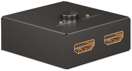 Goobay HDMI-schakelaar 2-naar-1 of 1-naar-2, 4K bij 30 Hz met 3D en HDCP, bidirectioneel, met drukknop, voor tv en projector
