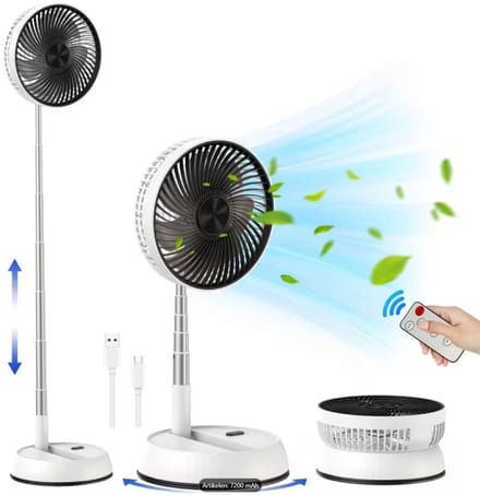 Statiefventilator - Zomerkoeling - Staande ventilator - Stille Draagbare Staande Ventilator - Slaapkamer ventilator - Verstelbare ventilator - Stille ventilator - Draaibare kop
