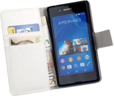 HC Wit Sony Xperia E3 Bookcase Wallet case Telefoonhoesje