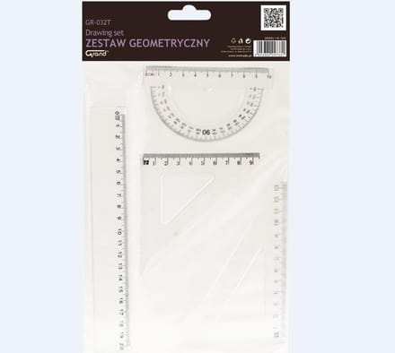 Grand Geometrie Set Transparant met Liniaal 20cm