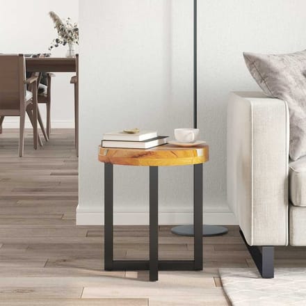 vidaXL - Salontafel - 40x45 - cm - massief - teakhout - en - polyresin
