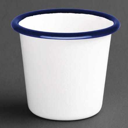 Olympia Emaille sauspotje wit en blauw 11,4cl (6 stuks)