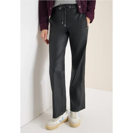 Broek met gecoate Wide Legs