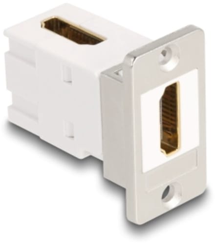 HDMI haaks (90°) Keystone module | met inbouwframe | HDMI2.1 (8K 60Hz + HDR) | wit