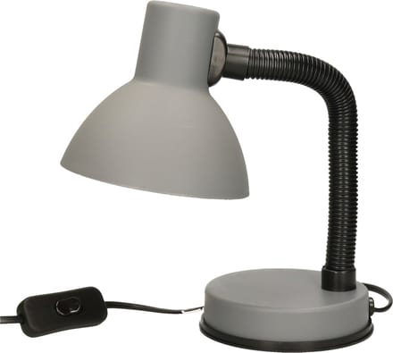Gerimport Bureaulamp - grijs - metaal/kunststof - verstelbaar - 16 x 12 x 30 cm