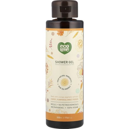Eco Love, Gel Douche, Carotte, Potiron et Patate Douce, 17,6 fl oz (500ml) white