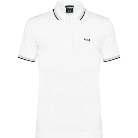 Boss Herenpoloshirt ‘Paddy’ met contrasterende boorden (Wit)