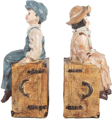 Clayre & Eef Boekensteunen Set van 2 Kinderen 19x10x22 cm Bruin Kunststof