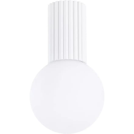 Plafondlamp HALO met melkglazen bol, ook voor de badkamer - Sollux Lighting - IP44 - Wit aluminium/glas behuizing - 12 x 12 x 21 cm - 1 x G9 LED, exclusief lichtbron - Max. 8 W - Moderne plafondlamp voor woonkamer, slaapkamer en eetkamer