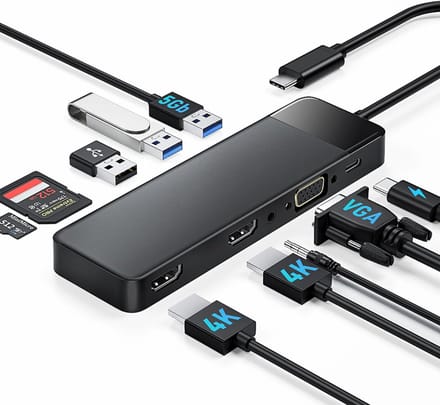 SNJY® Docking Station Laptop - USB-C Hub - Docking Station USB-C - 10-in-1 - 100W - Zwart