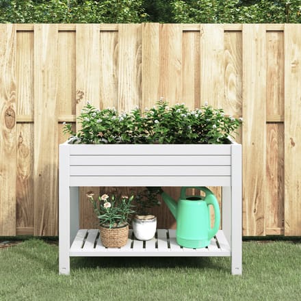 vidaXL - Plantenbak - verhoogd - 110x45x79 - cm - polypropeen - wit