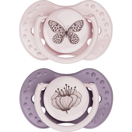 Difrax LOVI Fopspeen Dynamisch - Classy - 18+ Maanden - Roze & Paars - 2 Stuks