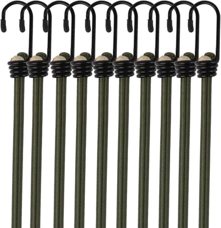 Zware Bungee Koorden - Elastische Banden - Lading Zekeren - Met Dubbele Haken - 100 Centimeter - Legergroen