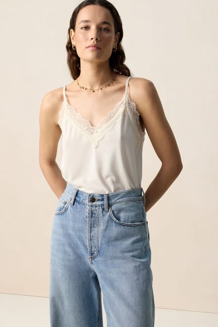 Sissy-Boy - Wit singlet met kant