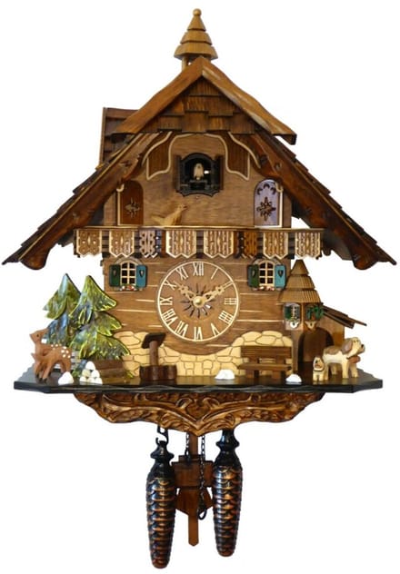Engstler - 483_Q - Koekoeksklok - Kwarts - Notenhout - 42 cm