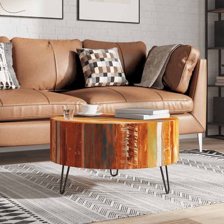 vidaXL - Salontafel - rond - massief - gerecycled - hout