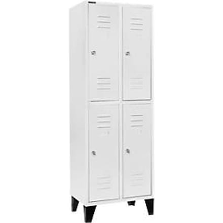 Schäfer Shop Select Kledinglocker, 2 x 2 compartimenten, 300 mm, met poten, cilinderslot, deur lichtgrijs