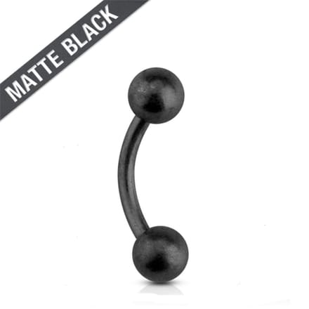 Piercing curved mat 1.2x6x4 - zwart - LMPiercings