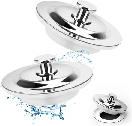 Afvoerstop Set - Wastafelstop Douche - Water Dicht Maken - Licht Handvat - 42-45mm Diameter - Zilver