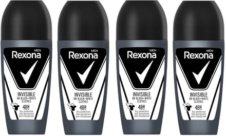 Rexona Deo Roller Men - Invisible On Black & White Clothes - 4 x 50 ml