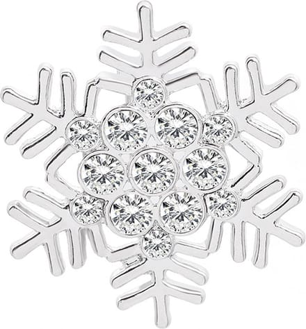 Kerst Broche - Broche in zilveren kleur, Sneeuwvlok met strass