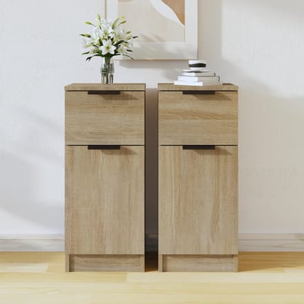 vidaXL - Dressoirs - 2 - st - 30x30x70 - cm - bewerkt - hout - sonoma - eikenkleurig