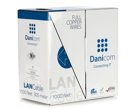 DANICOM CAT5E UTP 305 meter kabel op rol stug - LSZH (Dca) - Trekdoos - Internetkabel - Netwerkkabel - UTP kabel