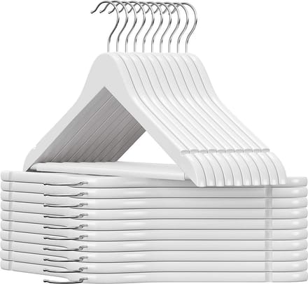 Kledinghanger 20 stuks - klerenhanger - kleerhanger - broekenstang - hout wit