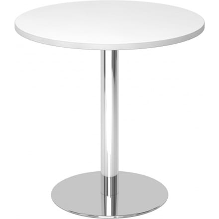 BISTRO F80R C - Systeem conferentietafel Wit Chroom Ø 80