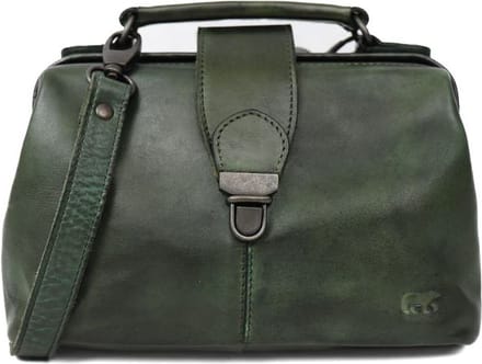 Bear Julia dokterstasje - Green – Mini dokterstas / handtas – Van leer – Het Bear Julia dokterstasje is een mini dokterstas voor dagen waarop je een compact tasje wilt met een stevige vorm