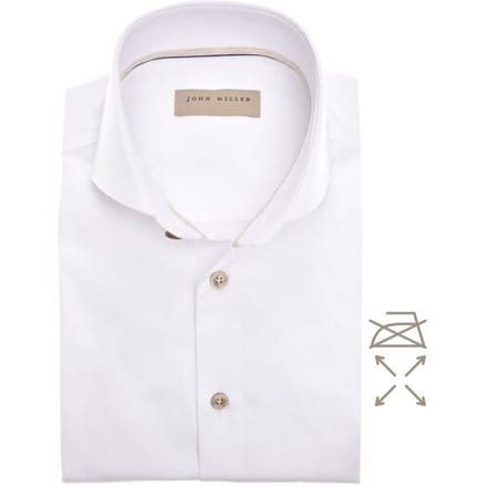 John Miller Overhemd Non-Iron Cotton-Stretch Plain Button Contrast Wit / male