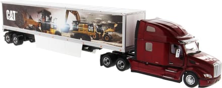 Peterbilt 579 Ultraloft Trekker en oplegger met Cat belettering  - 1:50 - Diecast Masters - Transport Series
