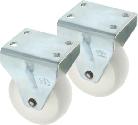 AMIG bokwiel/transportwiel - 2x - D60mm - polyamide - 60kg draagvermogen - wit