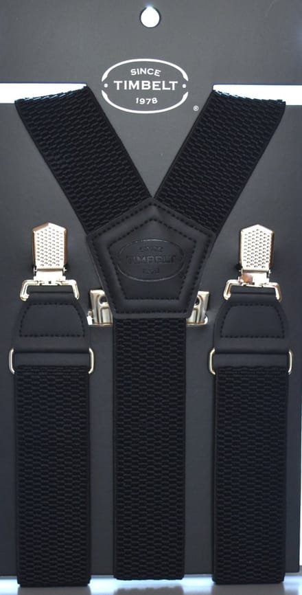 Timbelt Bretels Zwart - 4 Clips - Extra stevige Klem Clip - Elastische Bretels