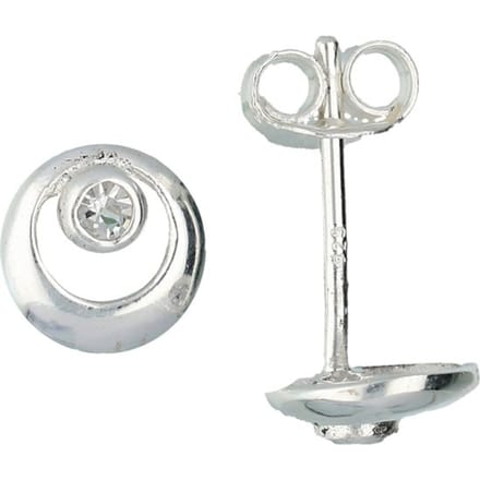 Lilly oorknopjes rond - zilver - zirkonia - transparant