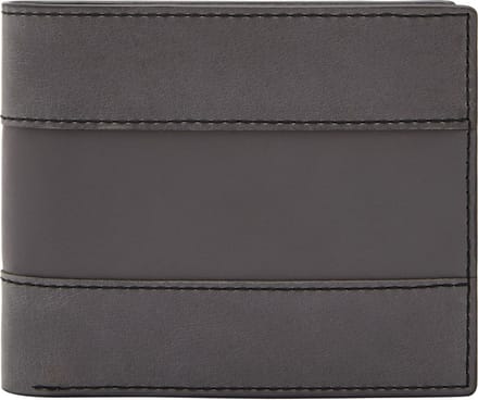 FOSSIL Leren Kaarthoes Everett Bifold Card Case Lead Gray Grijs