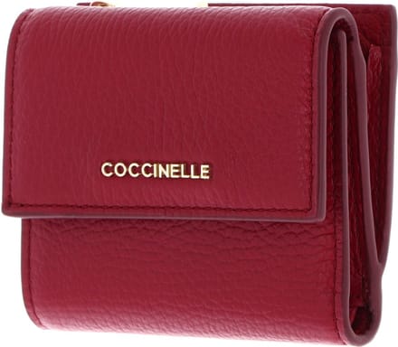 COCCINELLE Leren Portemonnee Metallic Soft Wallet Grained Leather Sangria (rood)paars