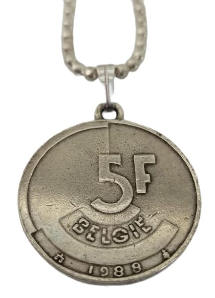 Ketting 5 franc belge verzilverd