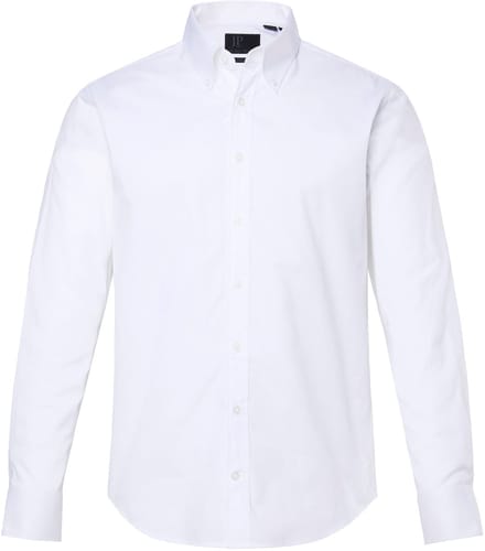 JP 1880 - Heren - Overhemd FLEXNAMIC® buttondown kraag moderne Basic Fit - Sneeuwwit - Maat L