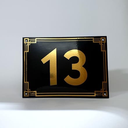 Art deco | jaren ’30 | luxe emaille huisnummer - 13